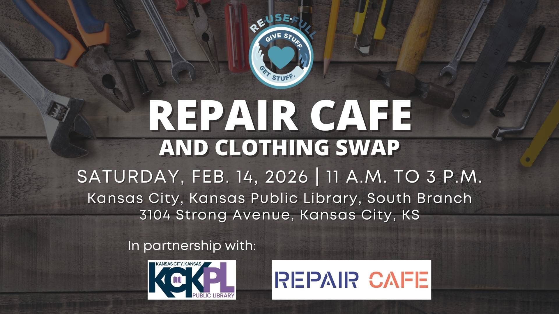 Repair Cafe and Clothing Swap February 14 2026 KCK
