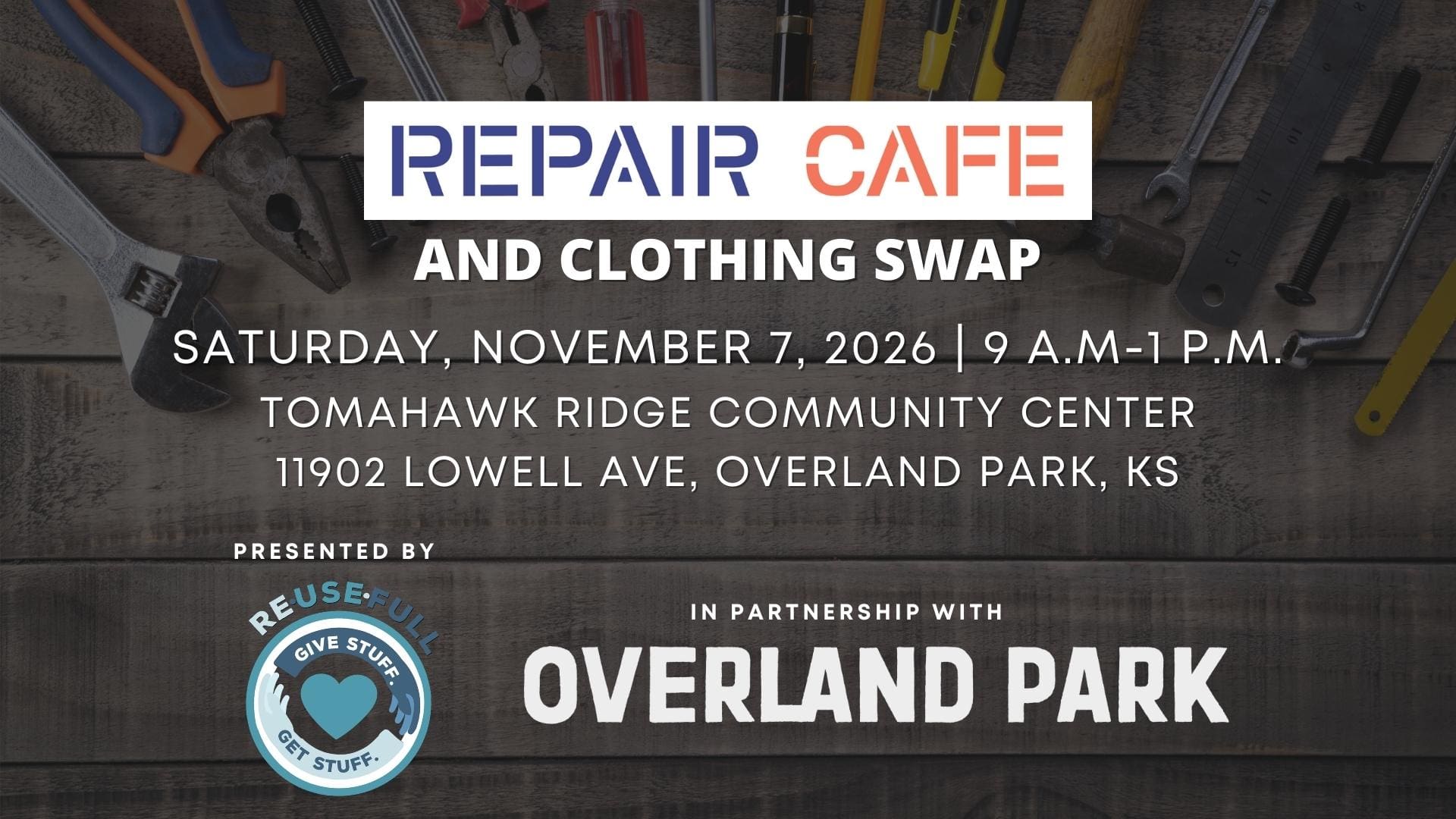 Repair Cafe and Clothing Swap Overland Park November 2026