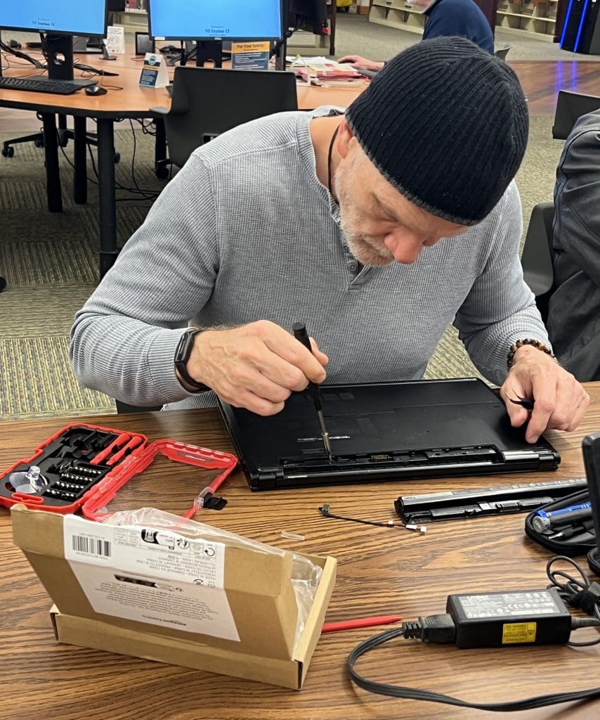 Participants at Repair Cafe on April 20 